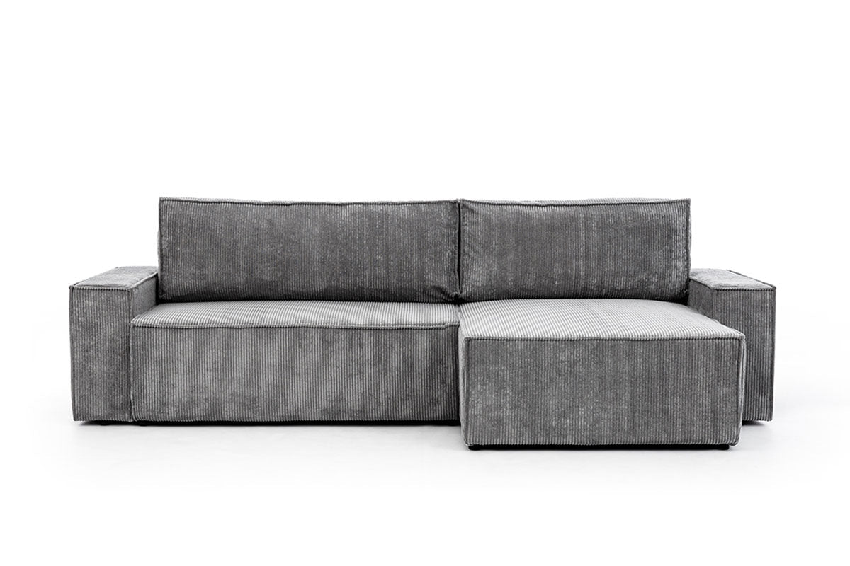 Dīvāns FIBI M labais stūris 283/90-77/144 cm pelēks - N1 Home