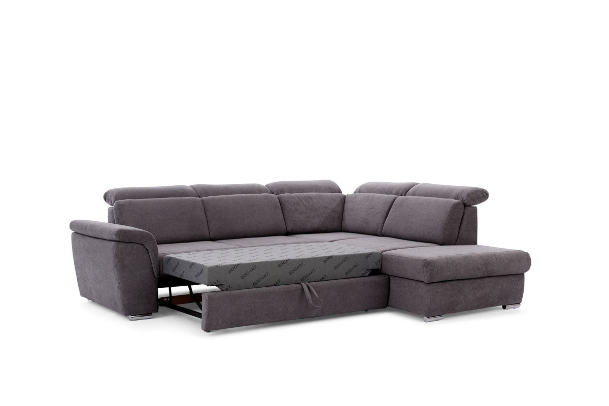 Dīvāns MILO L II labais stūris 267/82-103/212 cm grafīts pelēks - N1 Home