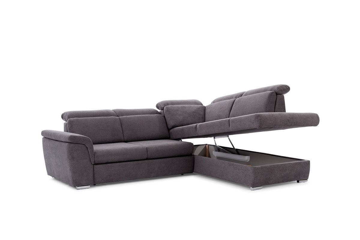 Dīvāns MILO L II labais stūris 267/82-103/212 cm grafīts pelēks - N1 Home