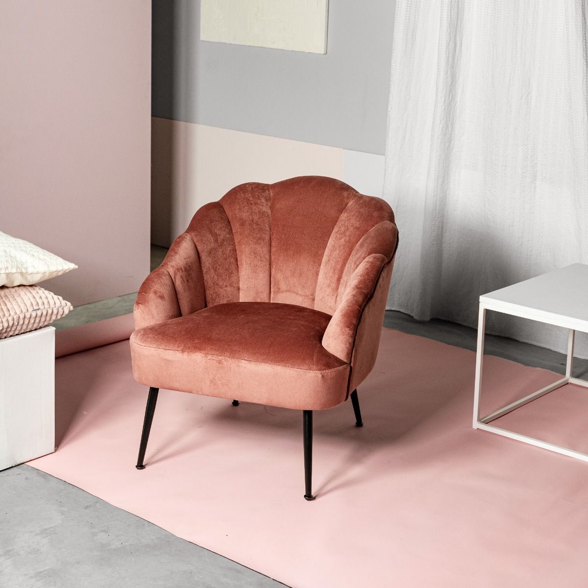 Rozā samta krēsls ARIEL 65x71x76 cm - N1 Home