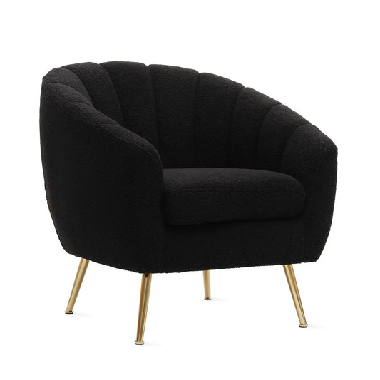 REIKA atzveltnes krēsls no melna bouclé auduma 78x73x79 cm - N1 Home