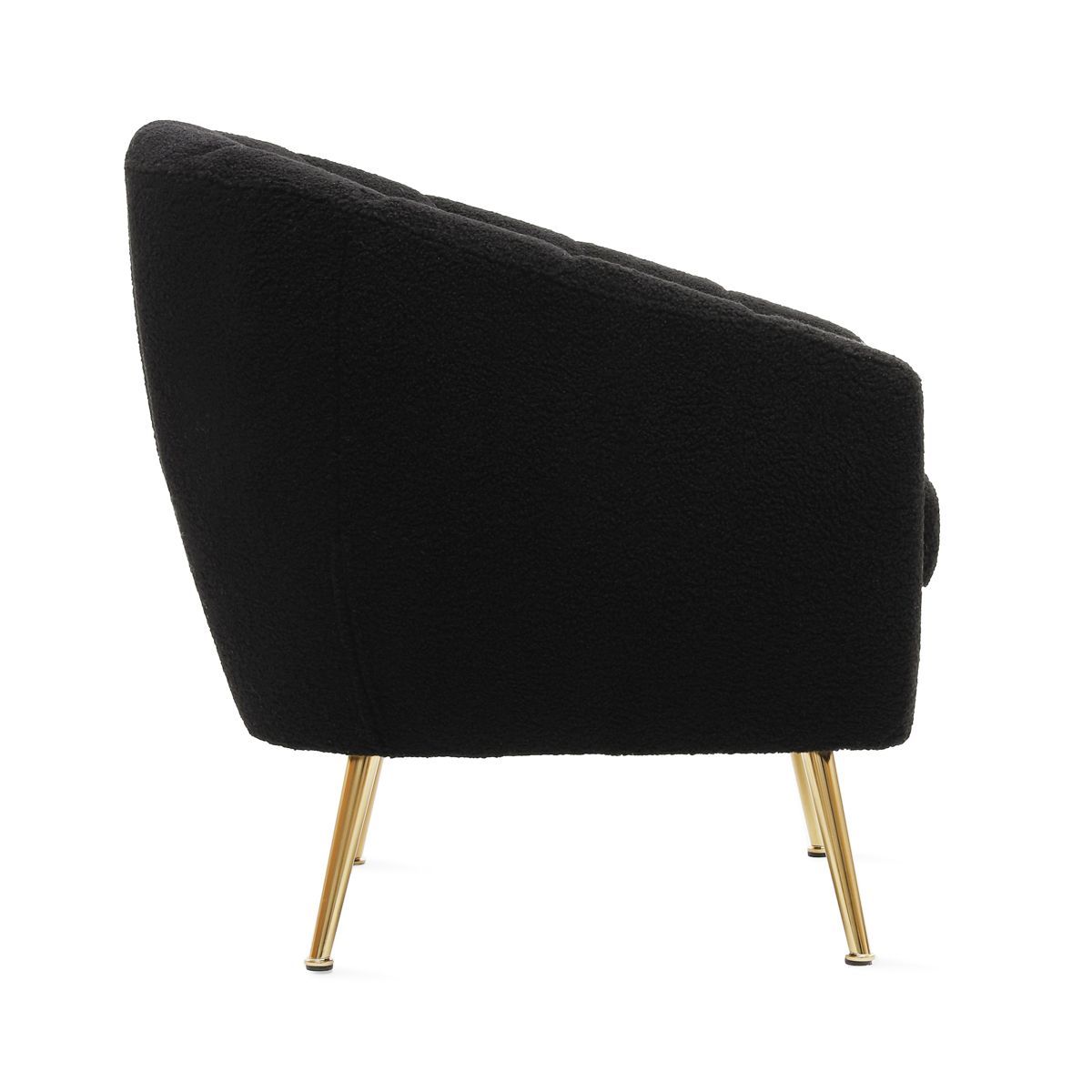 REIKA atzveltnes krēsls no melna bouclé auduma 78x73x79 cm - N1 Home