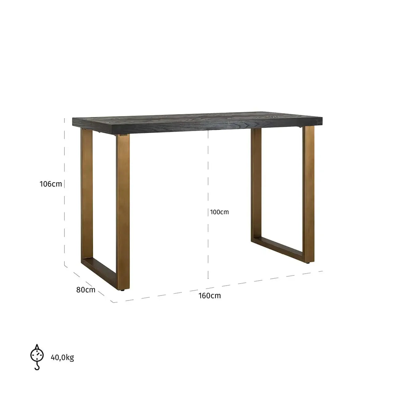 Bāra galds Blackbone Richmond Interiors 106/160/80 cm melns rustikāls