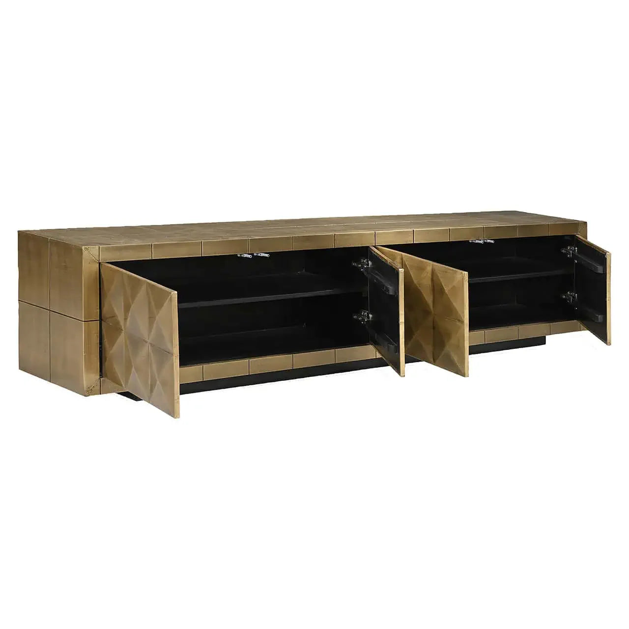 TV skapis Collada 4-durvju Richmond Interiors 50/22/40 cm birstēts zelts - N1 Home