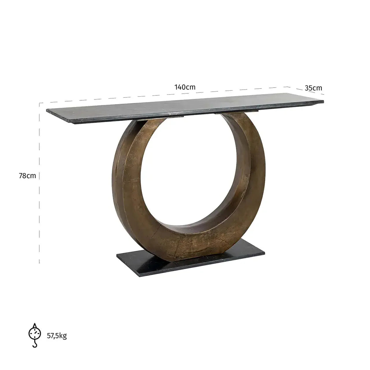 Консоль Luna Richmond Interiors 78/140/35 см золото