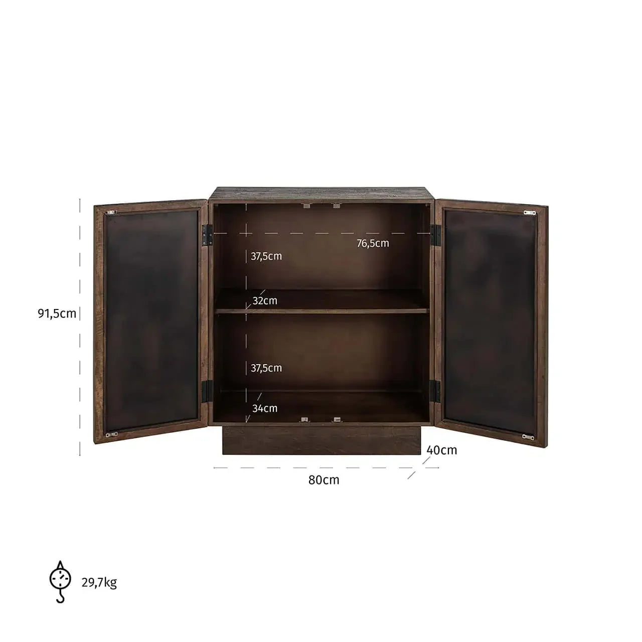Kumode Bryant Richmond Interiors 2-durvju 91/80/40 cm brūns - N1 Home