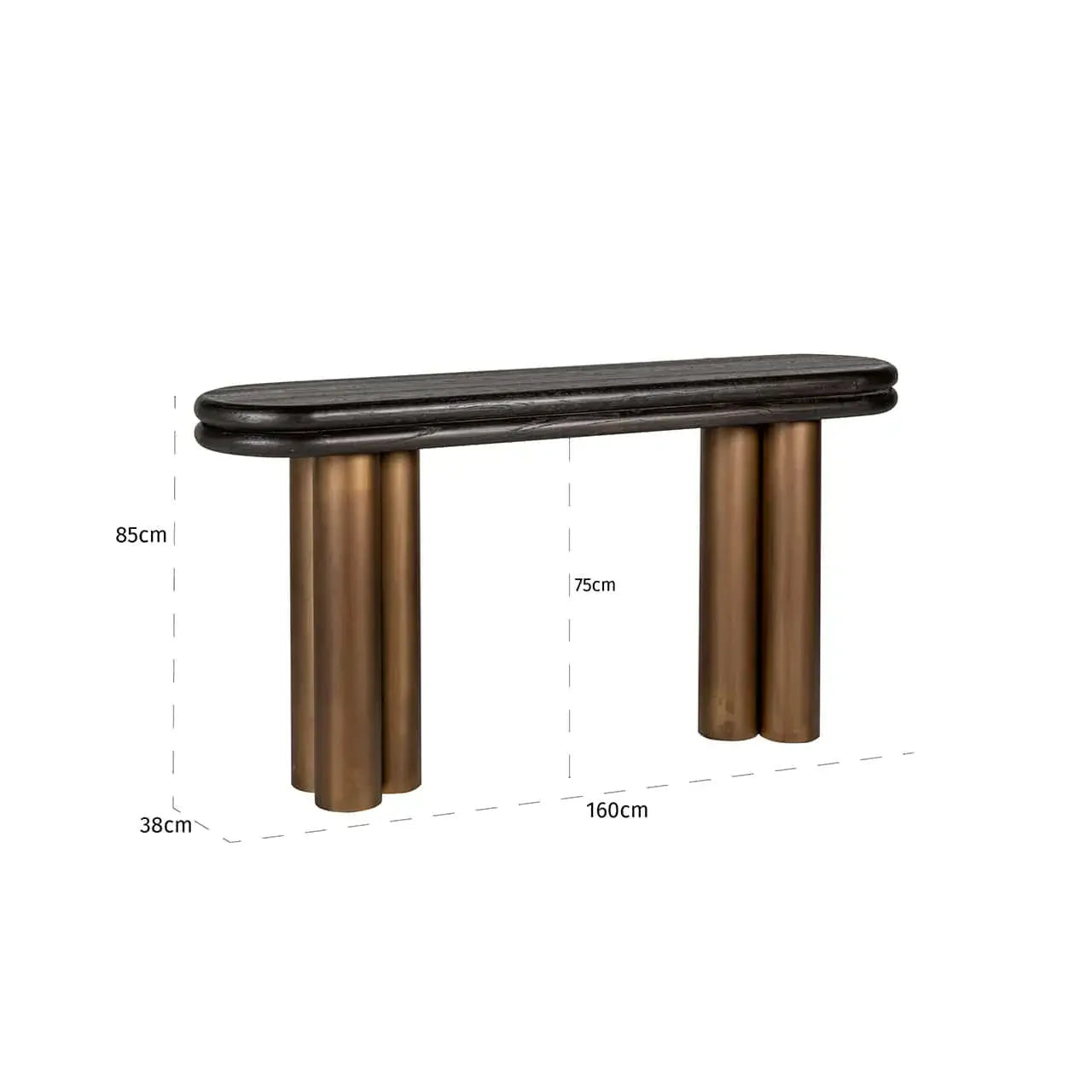 Konsole Makaron Richmond Interiors 85/160/38 cm melns rustikāls