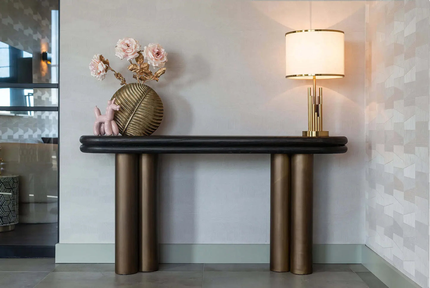 Konsole Makaron Richmond Interiors 85/160/38 cm melns rustikāls