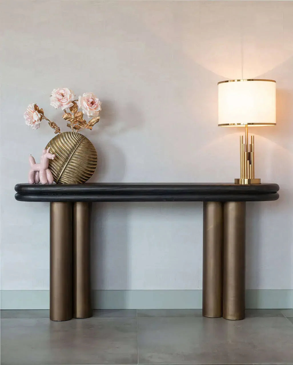 Konsole Makaron Richmond Interiors 85/160/38 cm melns rustikāls