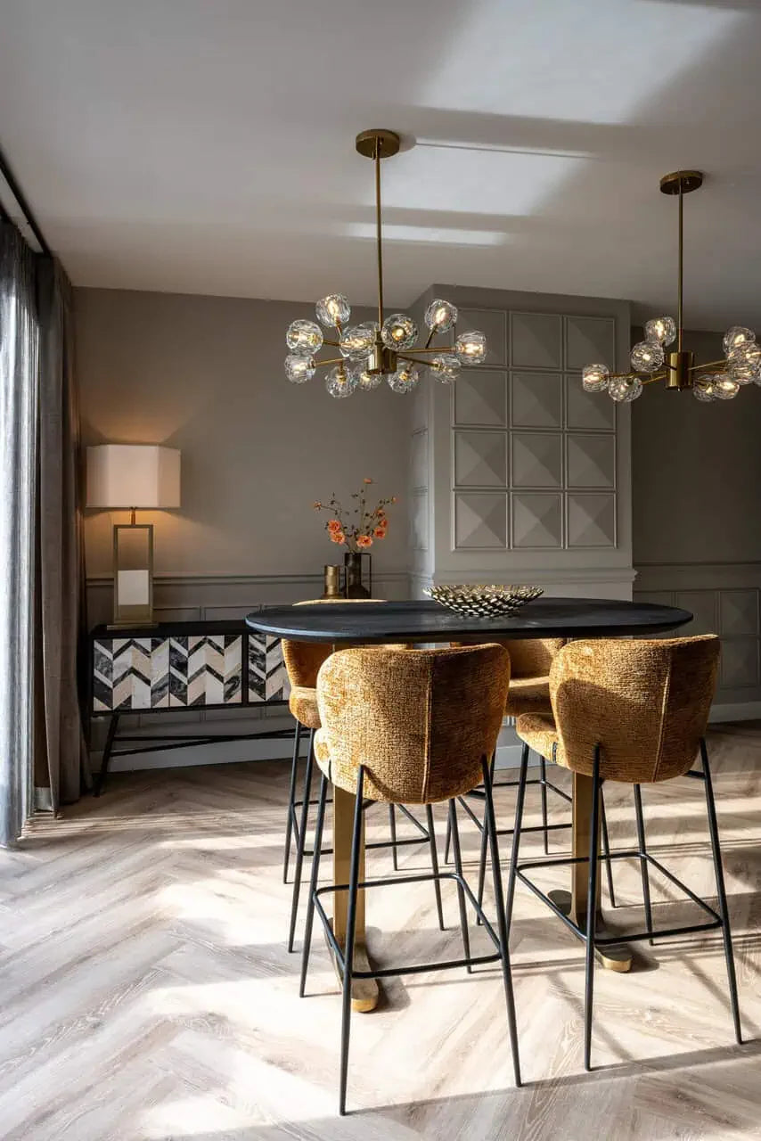 Bāra galds Revelin Richmond Interiors 106/140/75 cm melns/zelts