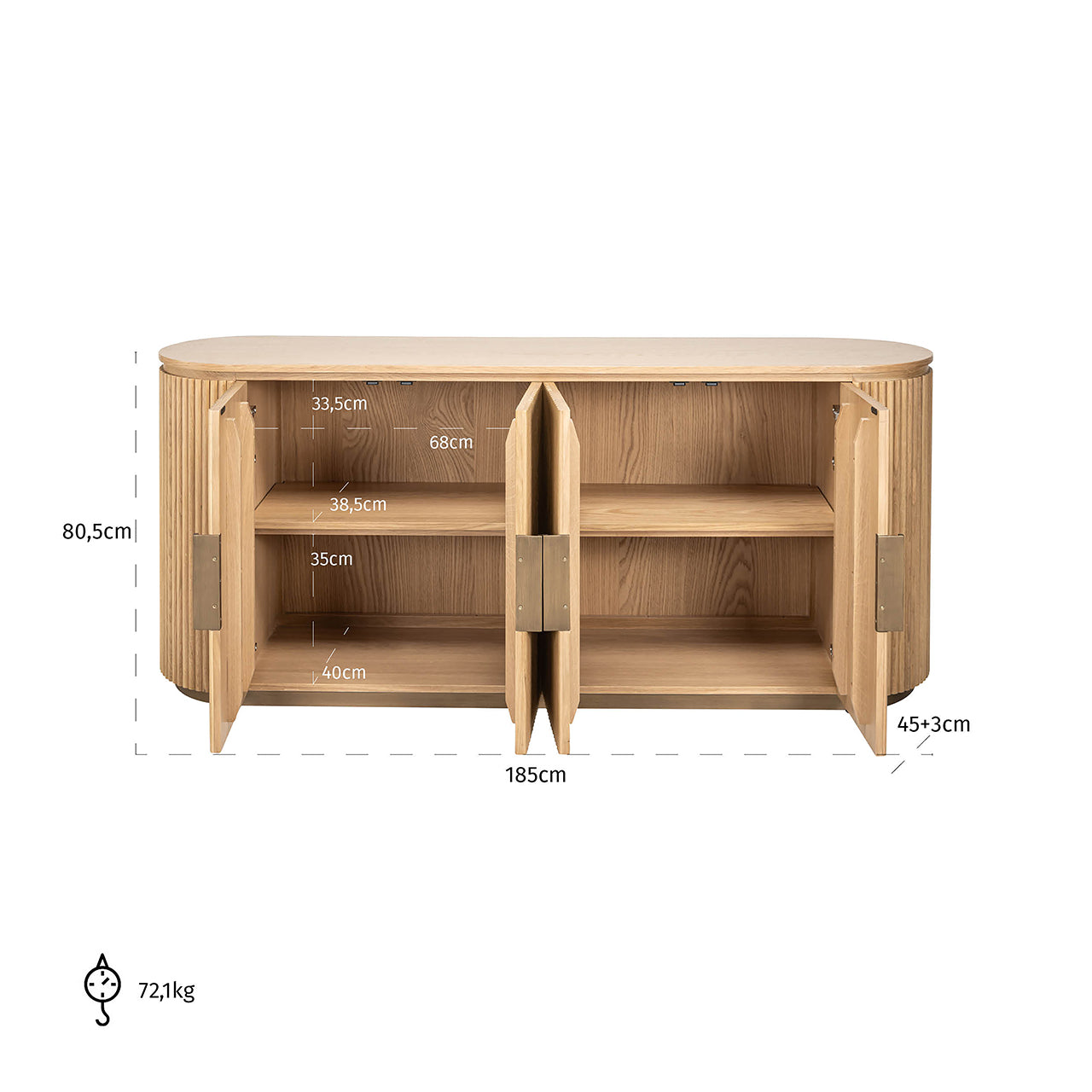 Kumode Belfort ar 4 durvīm Richmond Interiors dabīgs ozols - N1 Home