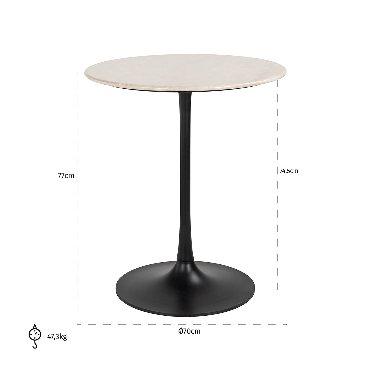 Bistro galds Tavolo Richmond Interiors 76/70/70 cm bēšs