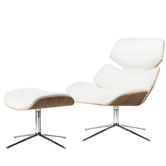 Krēsls Dot Design Bari Lounge ar kāju balstu dabīga āda 81x96x51 cm balts - N1 Home