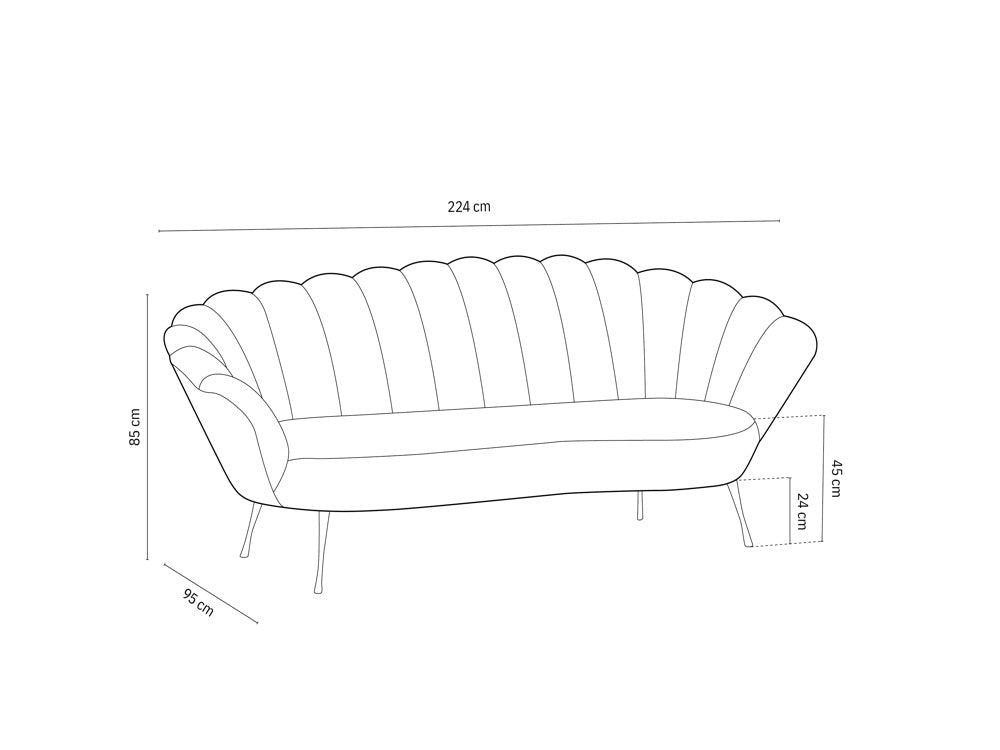 Dīvāns Kingston Cosmopolitan design 224x95x85 cm Ma 2241/3 kāju krāsas - N1 Home