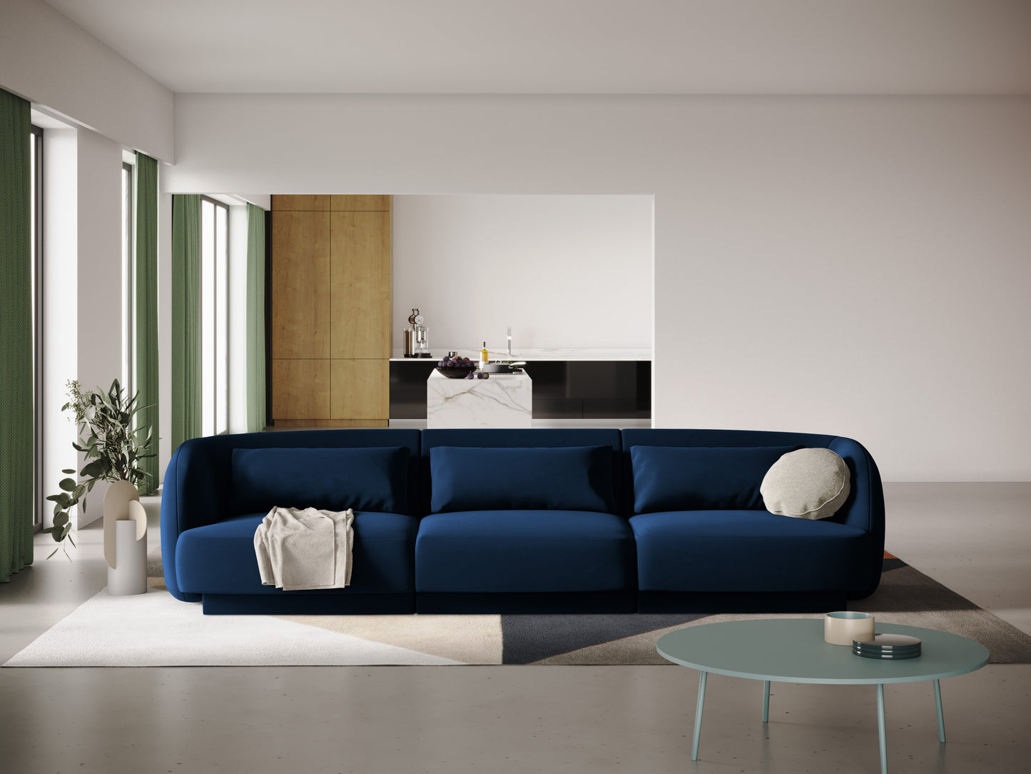 Dīvāns Cosmopolitan Design Tulum 259x85x74 cm tumši zils - N1 Home