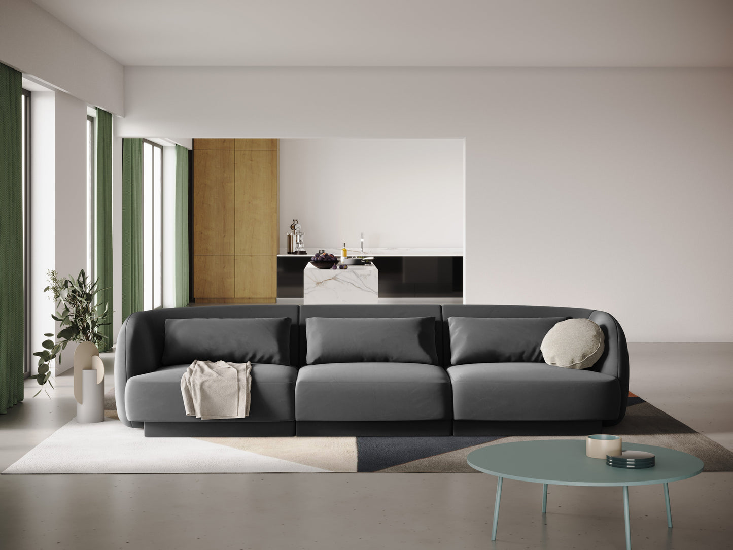 Dīvāns Cosmopolitan Design Tulum 259x85x74 cm tumši pelēks - N1 Home