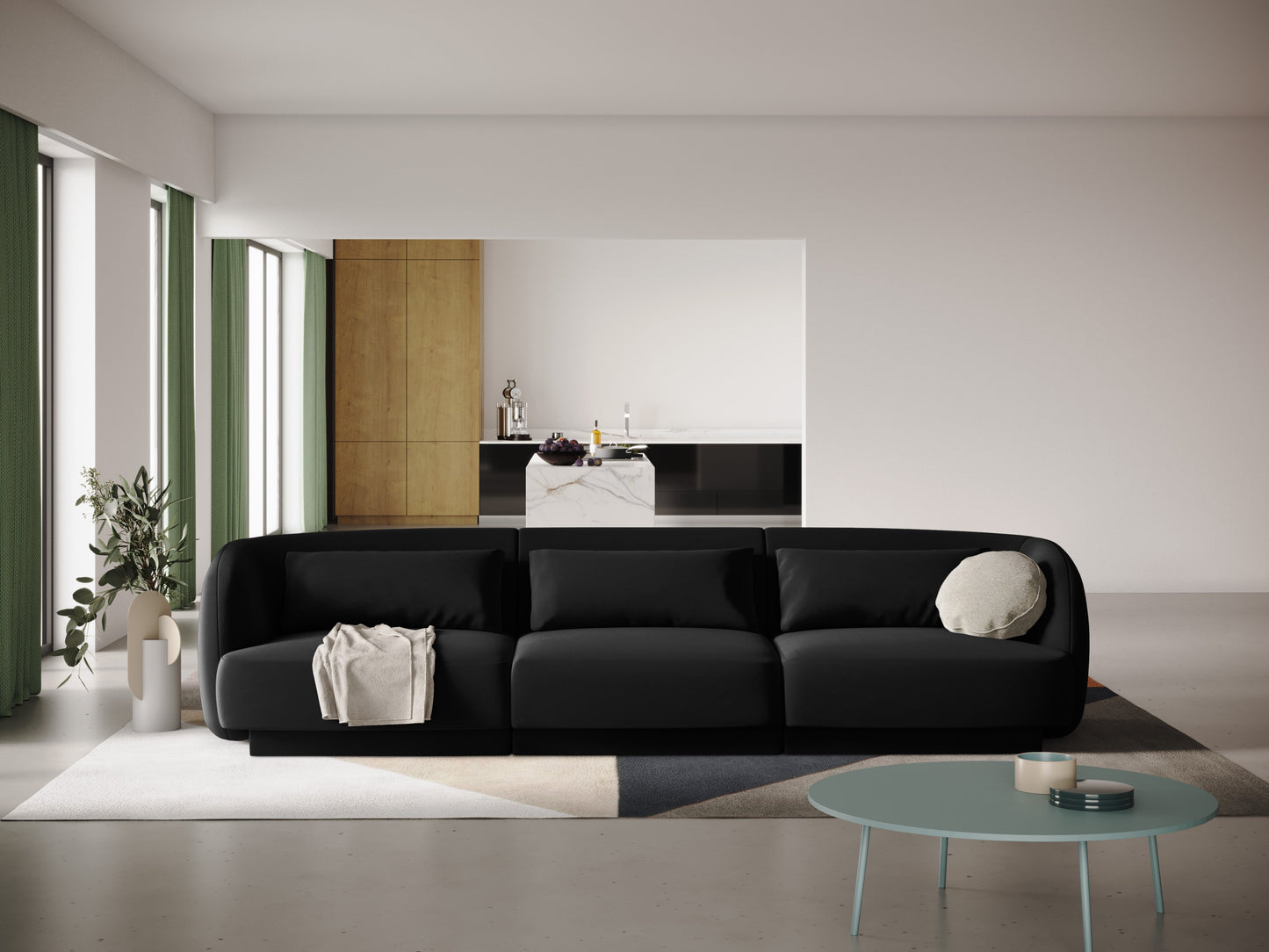 Dīvāns Cosmopolitan Design Tulum 259x85x74 cm melns - N1 Home