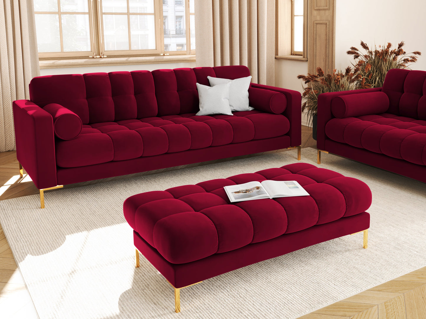 Dīvāns Cosmopolitan Design Bali 217x92x75 cm rubīns - N1 Home