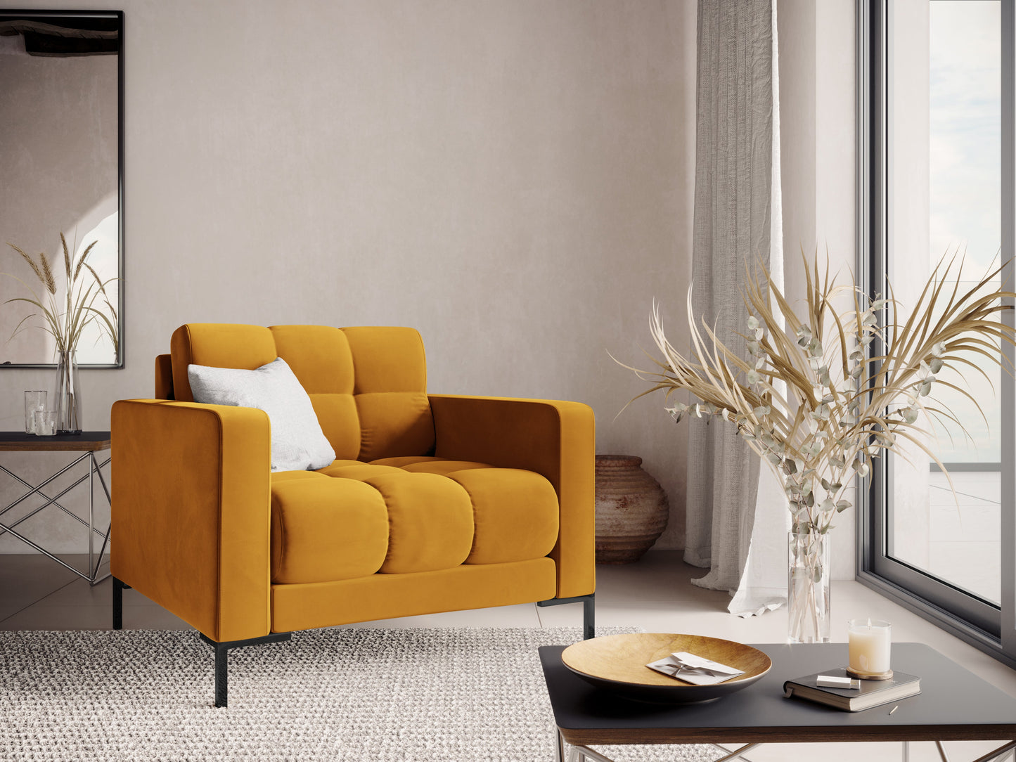 Atzveltnes krēsls Cosmopolitan Design Bali 87x92x75 cm sinepes - N1 Home
