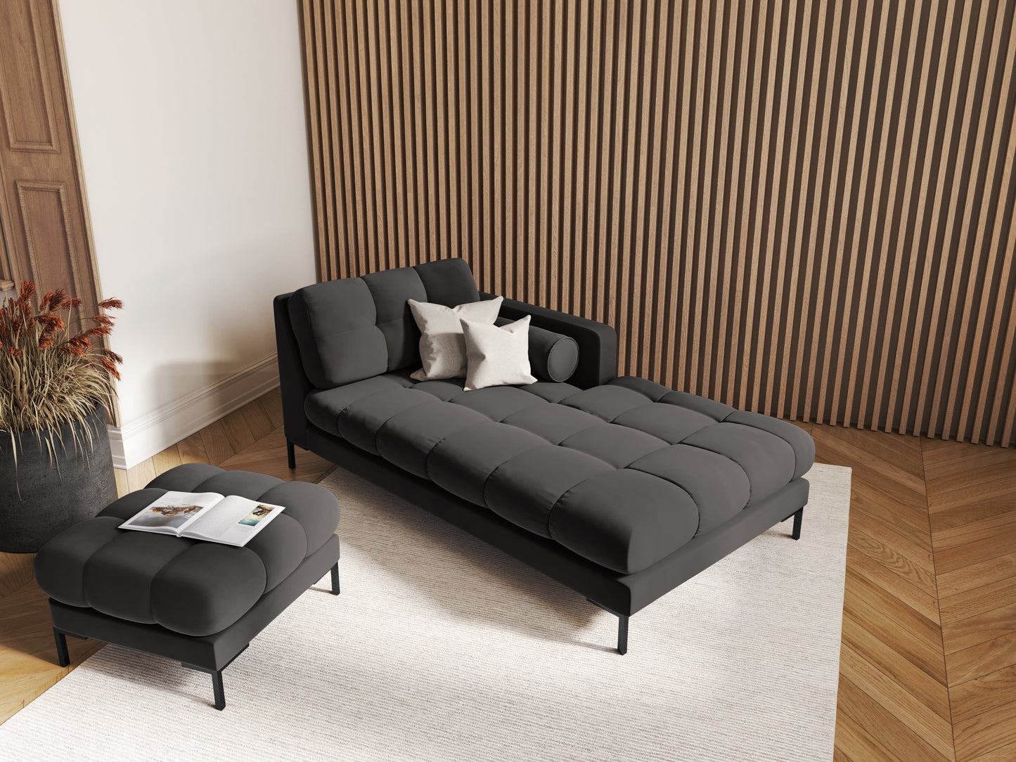 Pufs Cosmopolitan Design Bali 60x60x41 cm melns/tumši pelēks - N1 Home