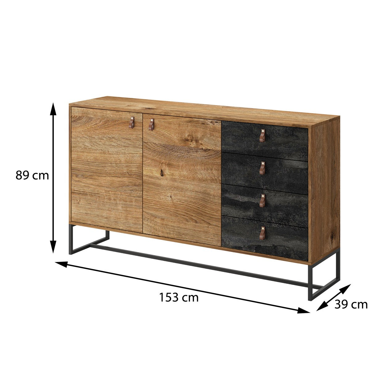 DARK Ribbeck ozolkoka kumode 153x89x39 cm