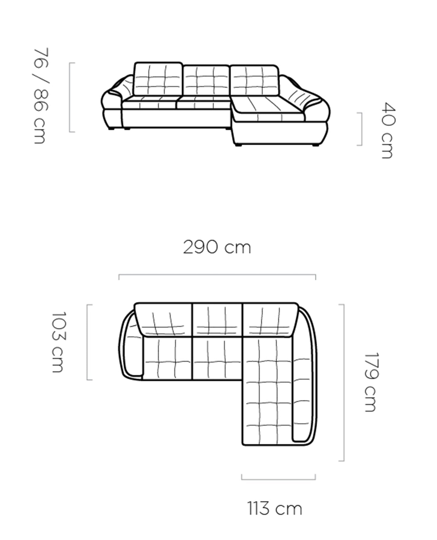 Dīvāns INTO 290/100/179 cm