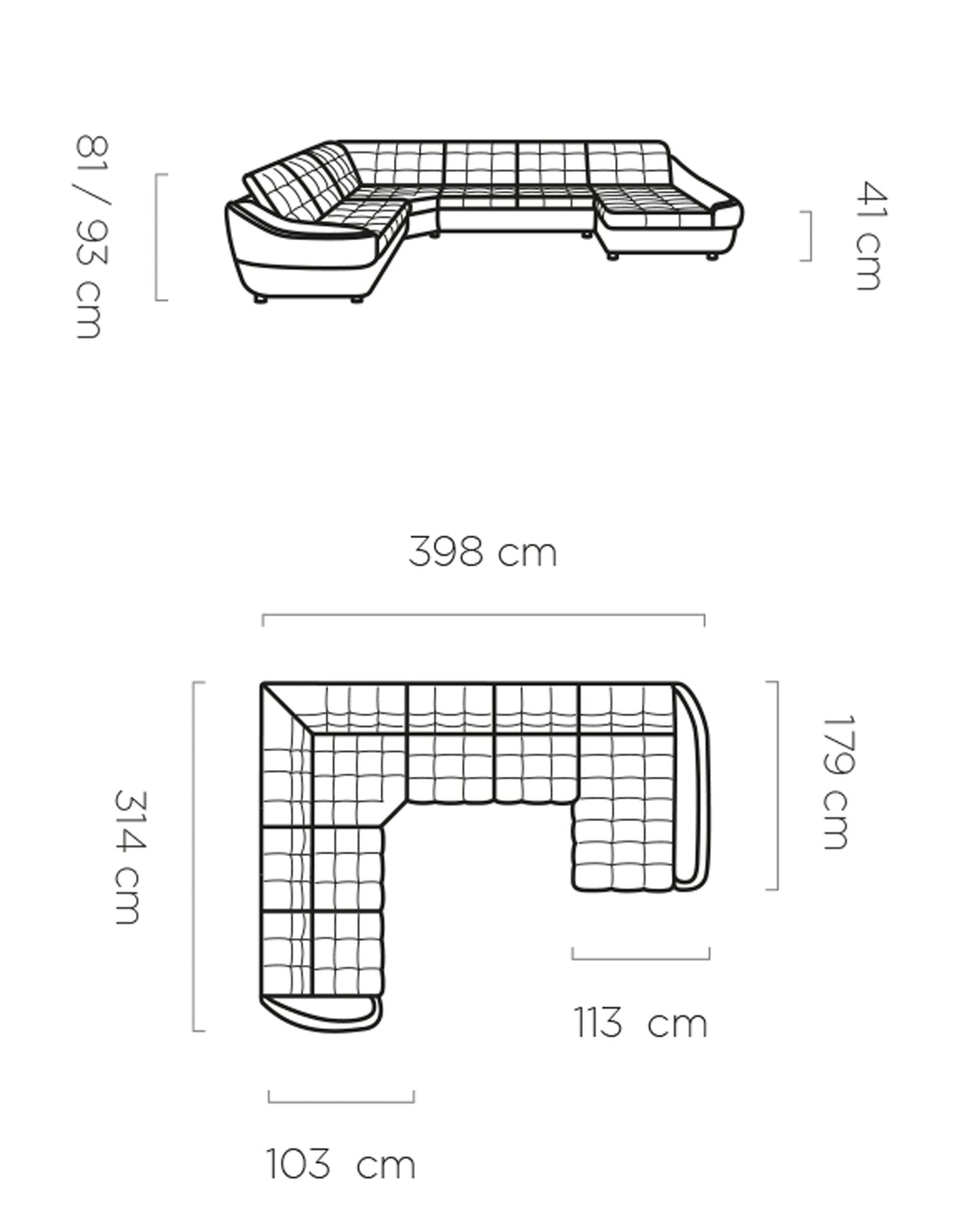 Dīvāns INTO XL II 398/314/179 cm - N1 Home