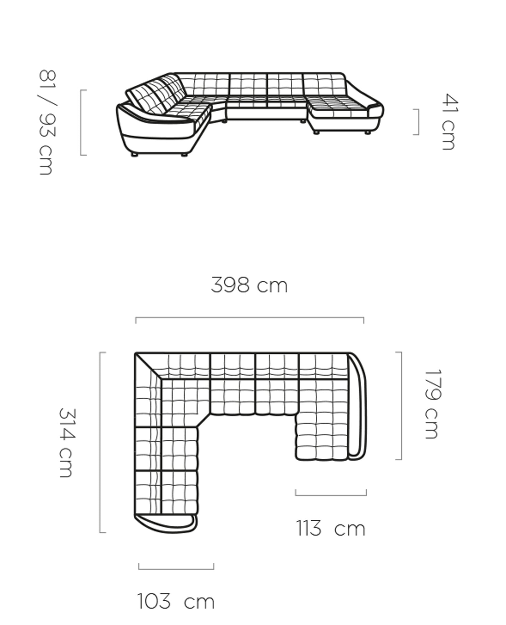 Dīvāns INTO XL II 398/314/179 cm - N1 Home
