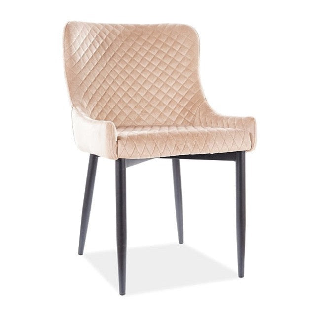 KRĒSLS COLIN B VELVET MELNS RĀMIS/BĒŠS BLUVEL28