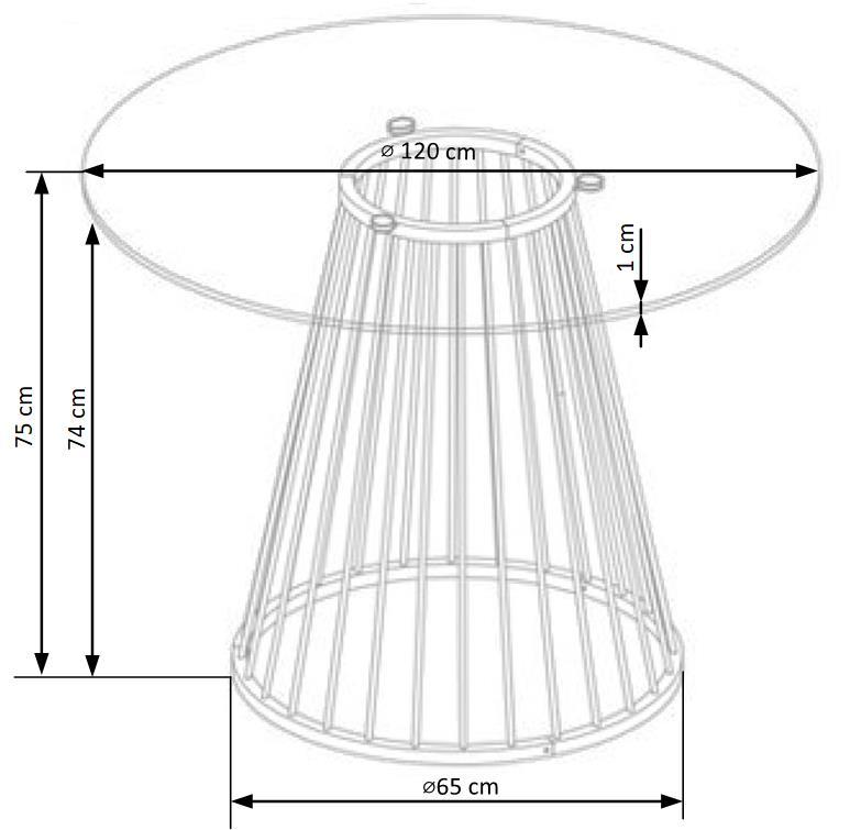 LV galds, augsts - caurspīdīgs, kājas - zelts 120/75 cm