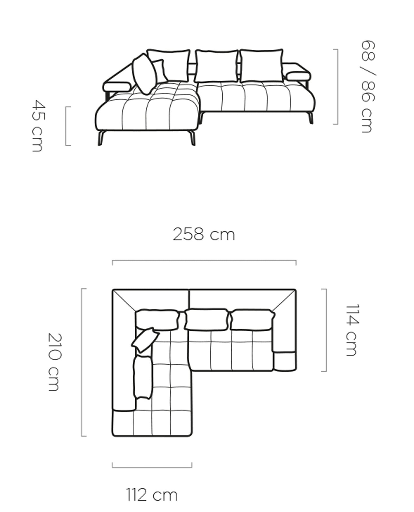 Dīvāns MAGNA 258/114/210 cm - N1 Home