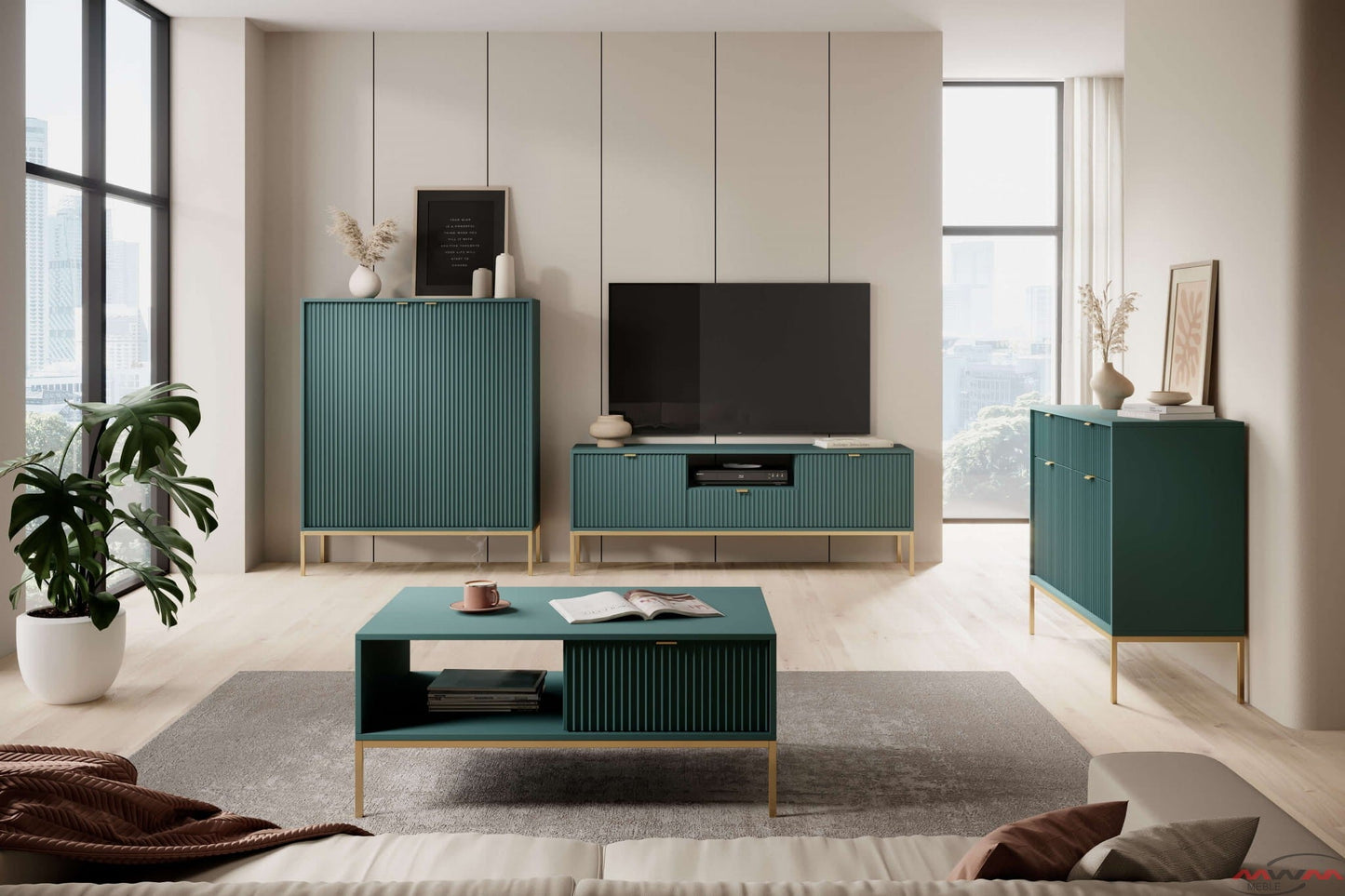 RTV kumode NV 154/56/39 cm olives/zelts - N1 Home
