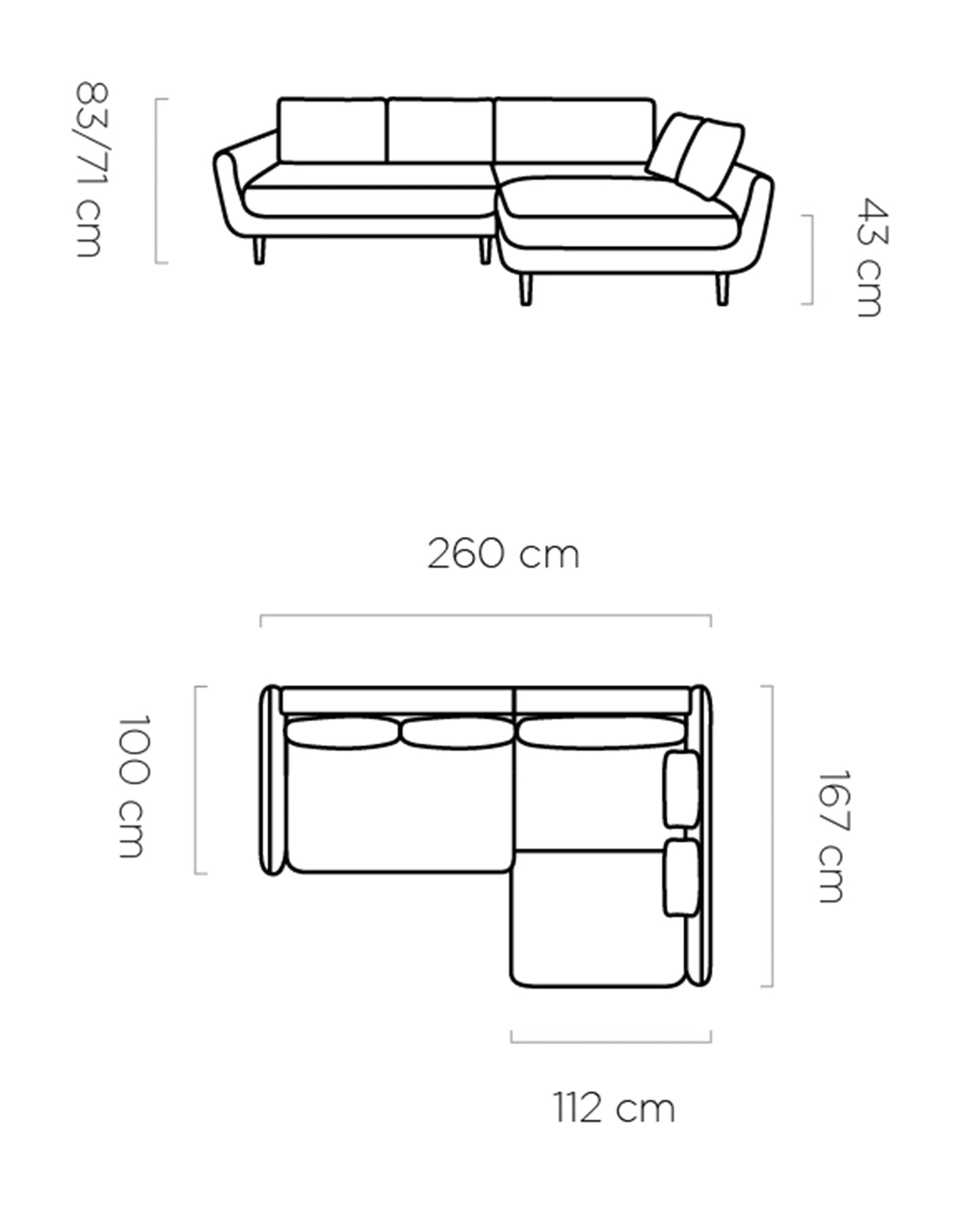 Dīvāns SOHO 260/100/167 cm