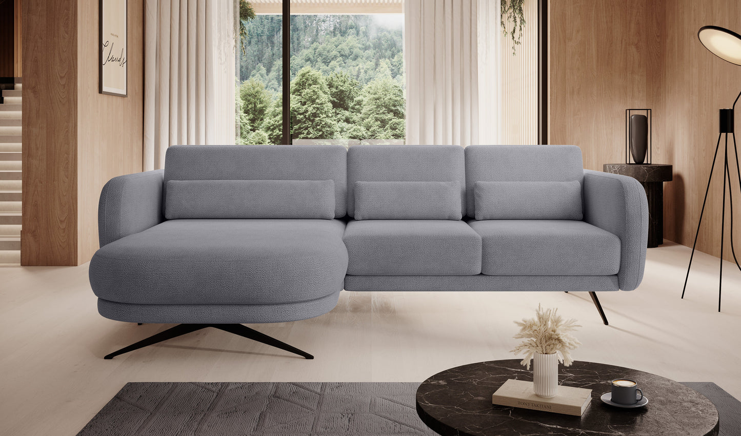 Dīvāns ALLURE 260/177/111 gaiši pelēks