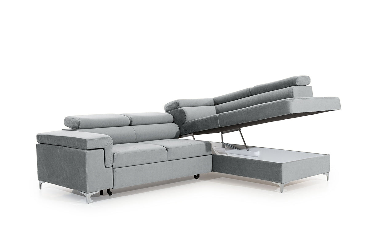 Dīvāns EGO L labais stūris 274/76-98/202 cm pelēks - N1 Home