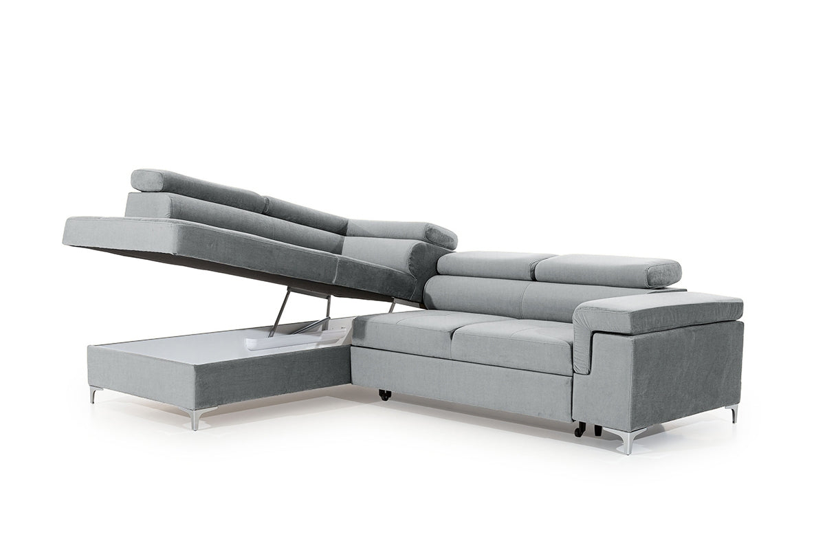 Dīvāns EGO L kreisais stūris 274/76-98/202 cm pelēks - N1 Home