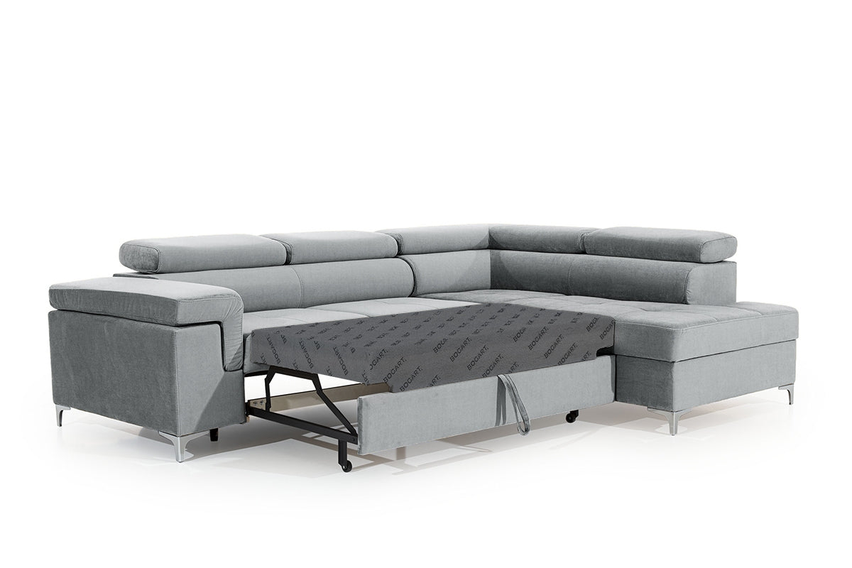 Dīvāns EGO L labais stūris 274/76-98/202 cm pelēks - N1 Home