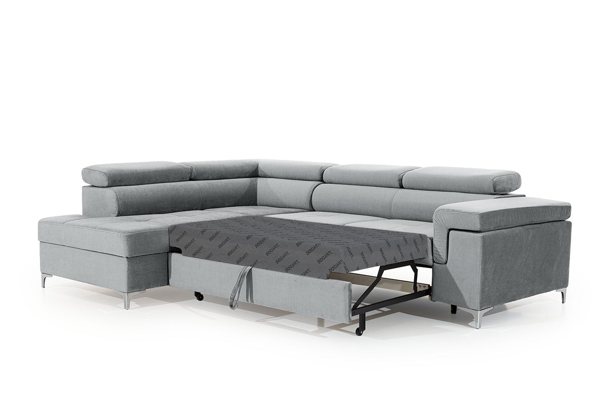 Dīvāns EGO L kreisais stūris 274/76-98/202 cm pelēks - N1 Home