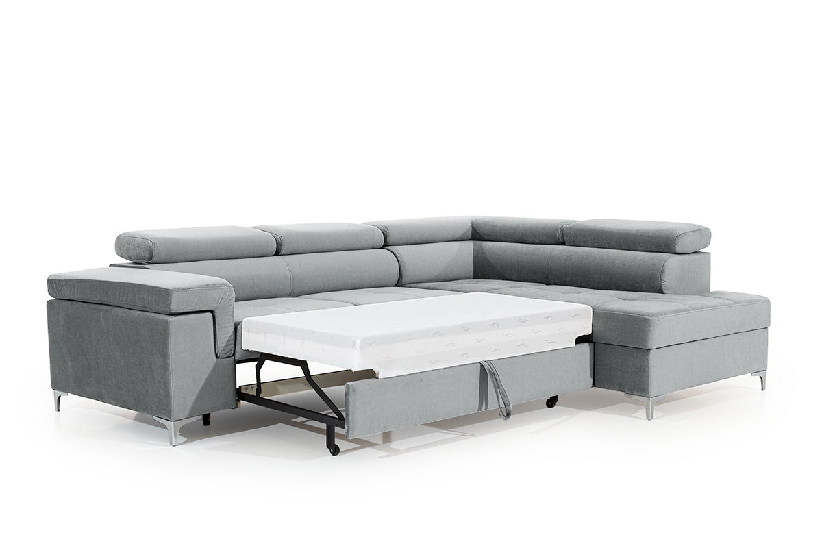Dīvāns EGO L labais stūris 274/76-98/202 cm pelēks - N1 Home