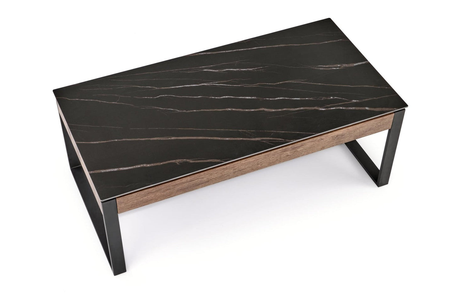 Kafijas galdiņš RM 121/61/45 cm melns marmors/riekstkoks - N1 Home