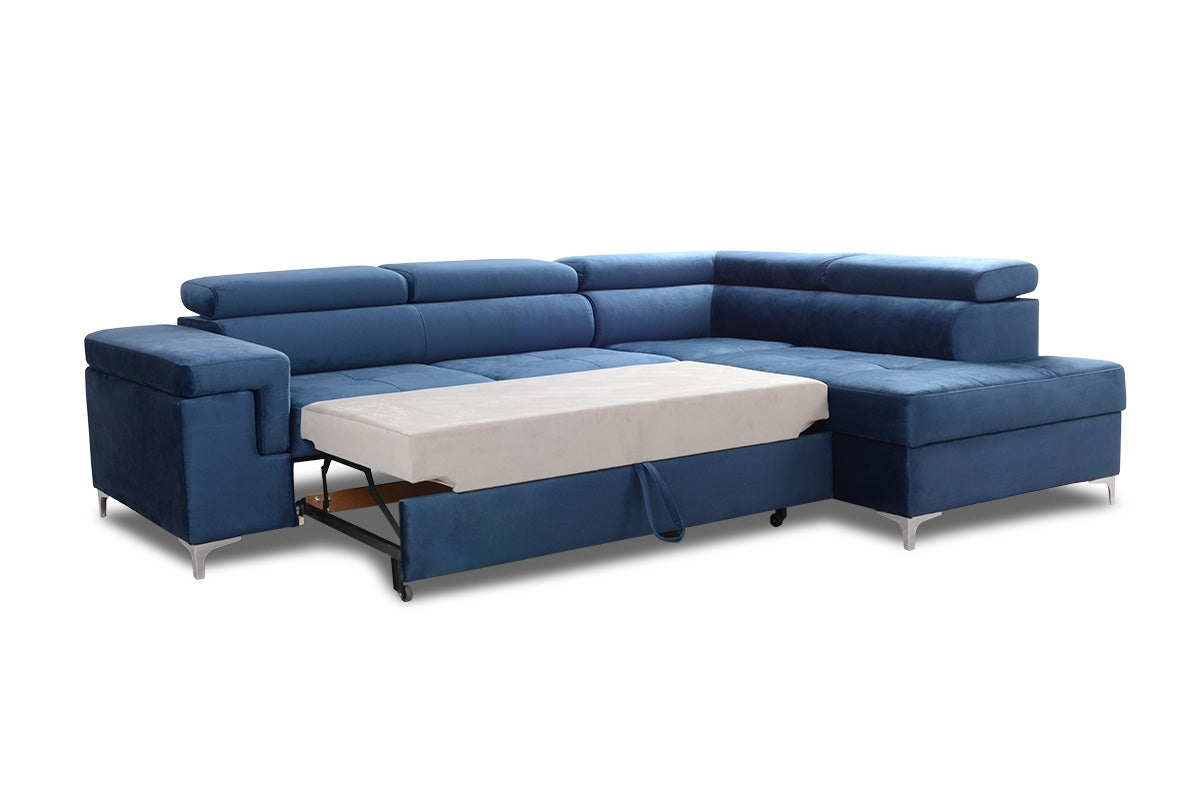 Dīvāns EGO L labais stūris 274/76-98/202 cm zils - N1 Home