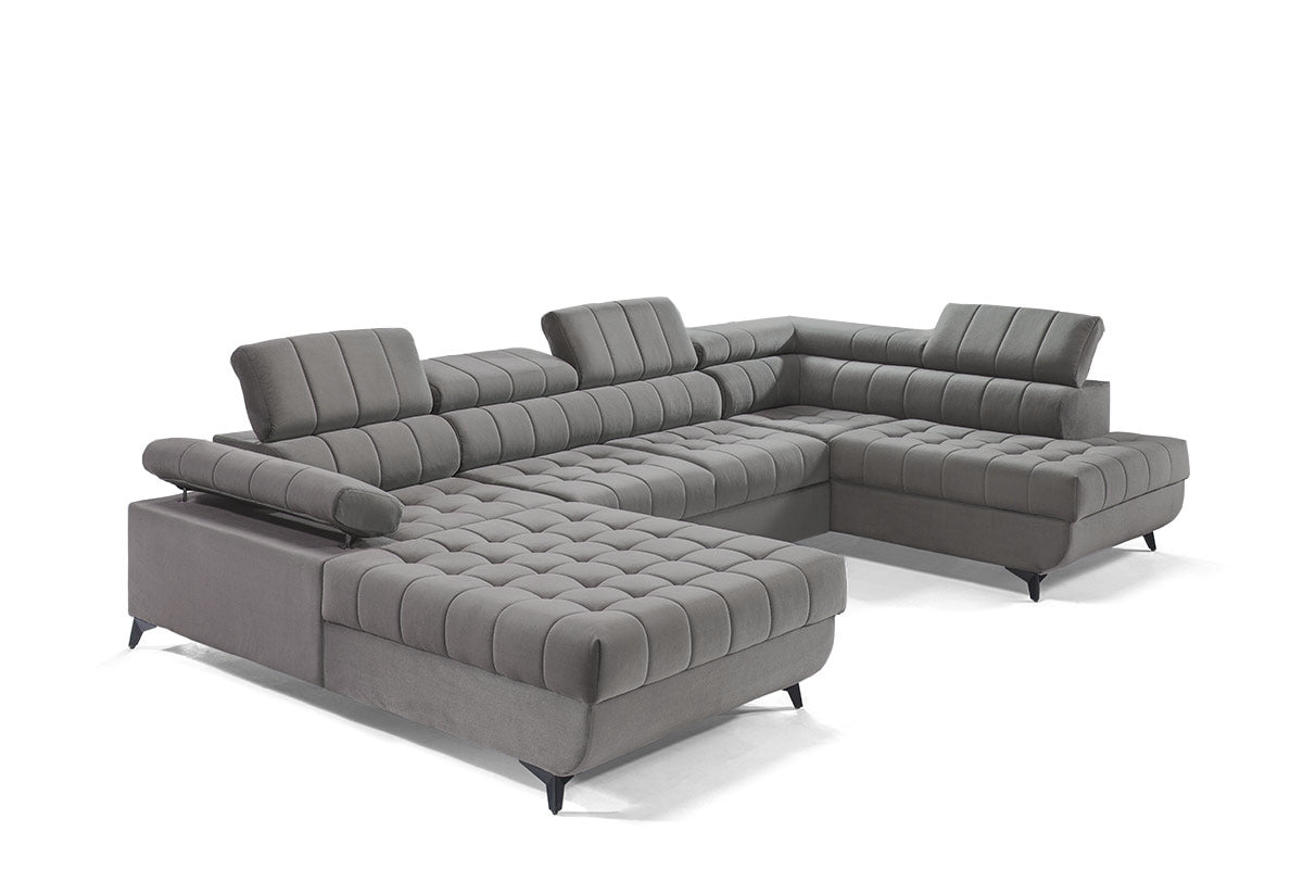 Dīvāns SIDNEY U II 343/73-91/203 cm pelēks - N1 Home