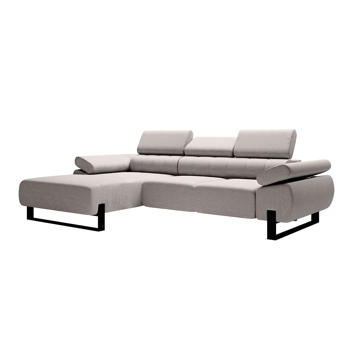 Dīvāns VECA M kreisais stūris 293/79-96/176 cm pelēks/ melnas kājas - N1 Home