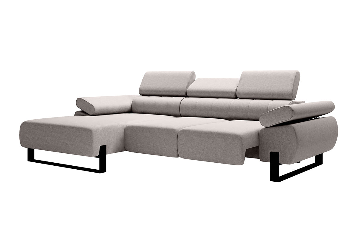 Dīvāns VECA M kreisais stūris 293/79-96/176 cm pelēks/ melnas kājas - N1 Home