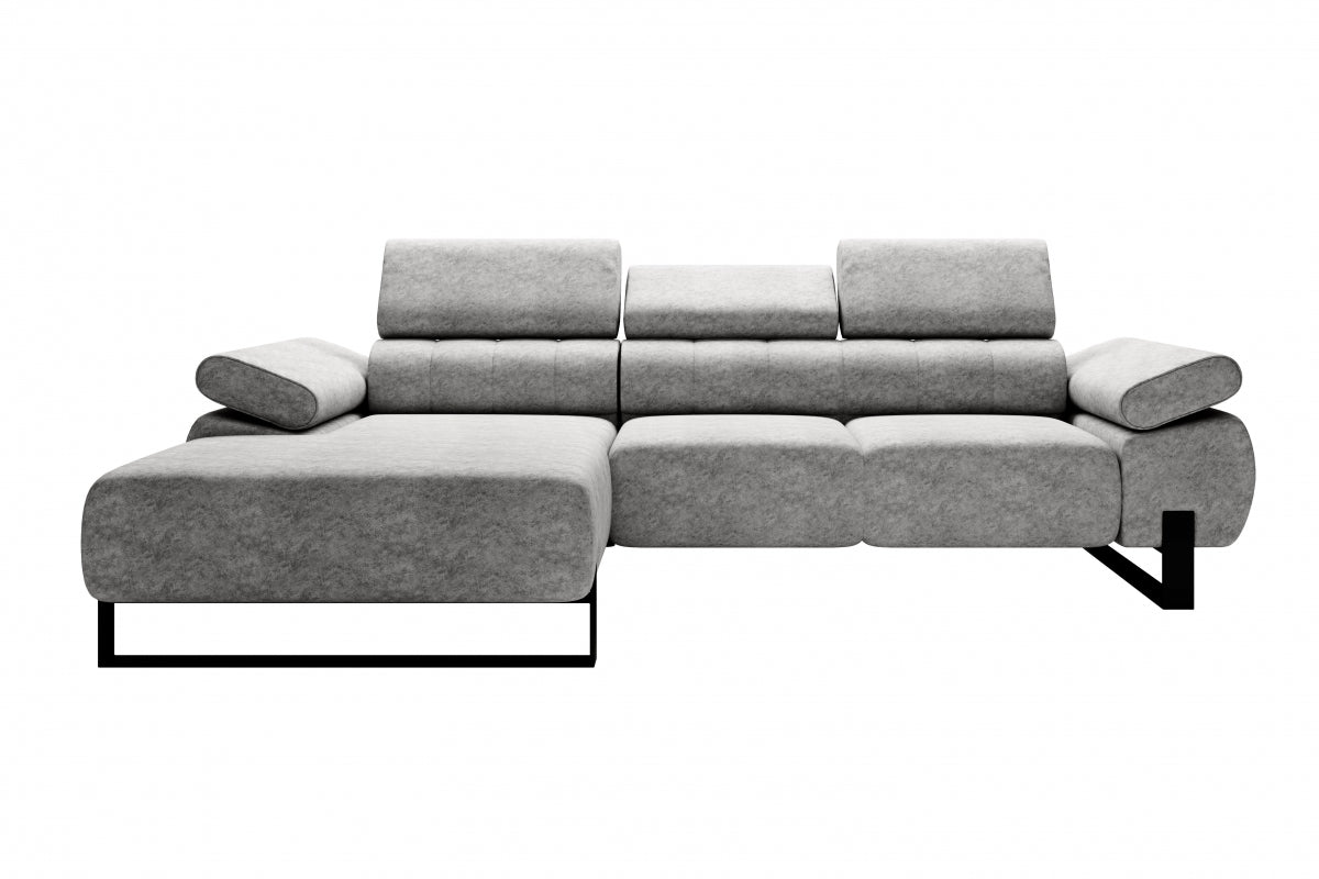 Dīvāns VECA M kreisais stūris 293/79-96/176 cm gaiši pelēks/melnas kājas - N1 Home