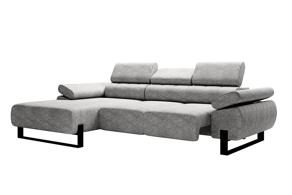Dīvāns VECA M kreisais stūris 293/79-96/176 cm gaiši pelēks/melnas kājas - N1 Home