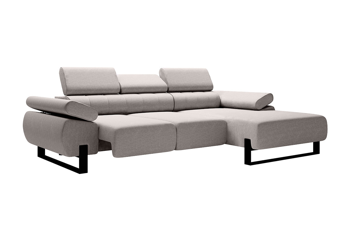 Dīvāns VECA M labais stūris 293/79-96/176 cm pelēks/melnas kājas - N1 Home