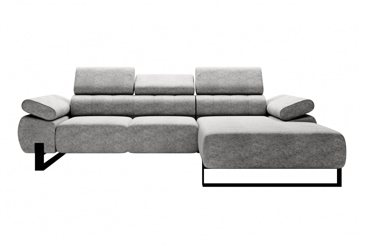 Dīvāns VECA M labais stūris 293/79-96/176 cm gaiši pelēks/melnas kājas - N1 Home