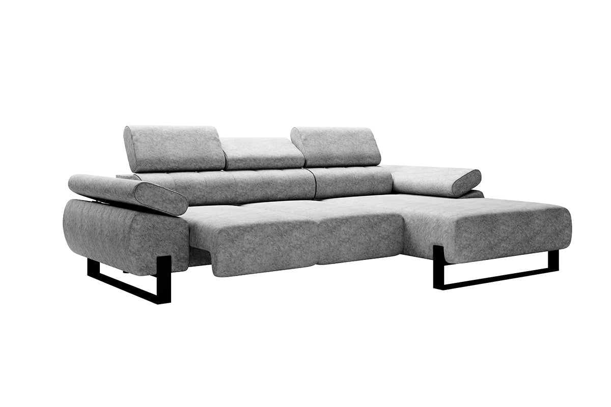 Dīvāns VECA M labais stūris 293/79-96/176 cm gaiši pelēks/melnas kājas - N1 Home
