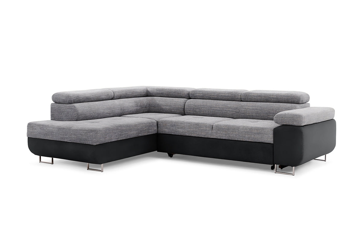 Dīvāns TOKYO kreisais stūris 277/76-98/201 cm tumši/gaiši pelēks - N1 Home